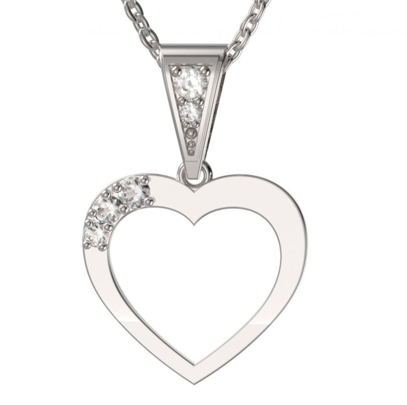 BG zlatý diamantový přívěšek srdíčko 1556 Bílé zlato - 585 Diamant lab-grown