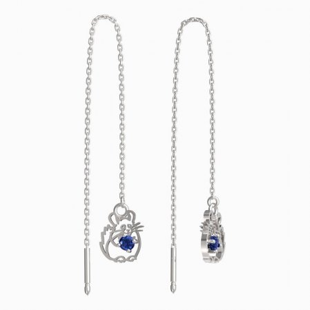 BeKid, Gold kids earrings -1192 - Switching on: Chain 9 cm, Metal: White gold 585, Stone: Dark blue cubic zircon