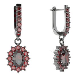 BG oválné náušnice 298-94 Stříbro 925 - ruthenium (30-90dní) Granát