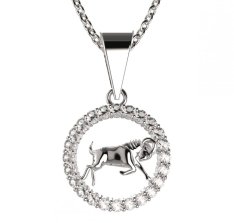 BG zlatý diamantový přívěšek Beran 052 Bílé zlato - 585 Diamant lab-grown