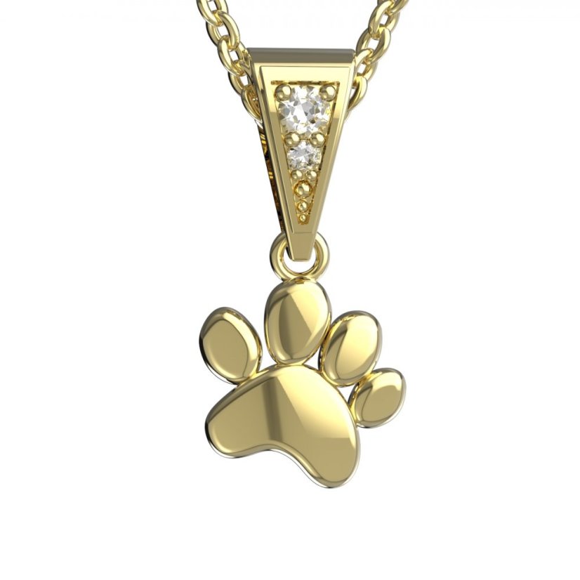 BG zlatý přívěšek - tlapka1368 Žluté zlato - 585 Diamant