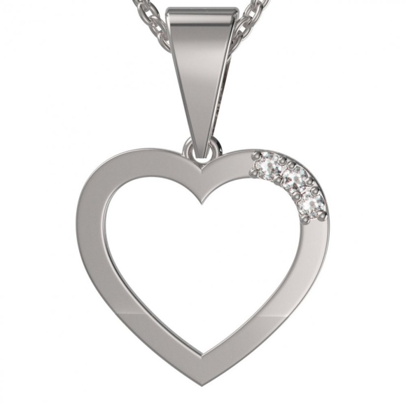 BG zlatý diamantový přívěšek srdíčko 1262 Bílé zlato - 585 Diamant lab-grown