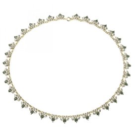 BG náhrdelník český přírodní granát  193 Žluté zlato - 585 Vltavín a  kubický zirkon