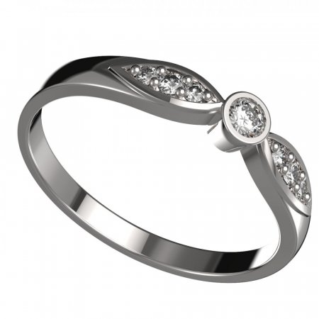 BG zlatý diamantový prstýnek 1151 /zásnubní-snubní/ - Kov: Bílé zlato 585, Kámen: Diamant lab-grown