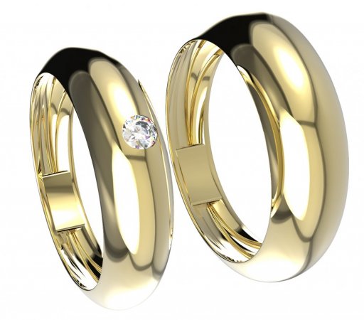 BG zlatý snubní prsten T/26m - Kov: Žluté zlato 585, Kámen: Bílý kubický zirkon
