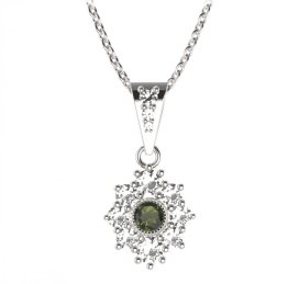 BG přívěs kulatý 017-2 Stříbro 925 - rhodium Vltavín a kubický zirkon