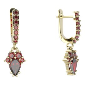 BG kapkovité náušnice 258-84 Stříbro 925 - pozlacené Granát