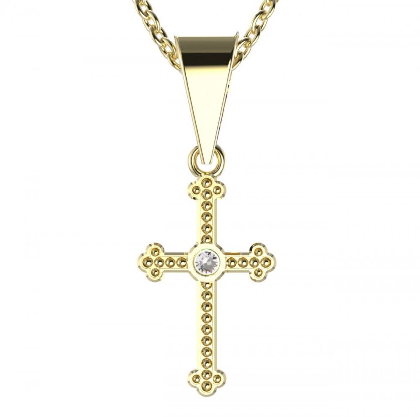 BG zlatý přívěšek křížek 1110 Bílé zlato - 585 Diamant