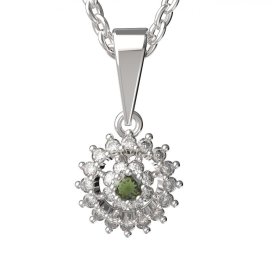 BG vltavínový přívěs kruhového tvaru 970 Stříbro 925 - rhodium Vltavín a kubický zirkon