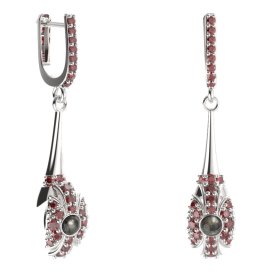 BG náušnice s přírodní perlou 537-C91 Stříbro 925 - rhodium Granát a tahiti perla