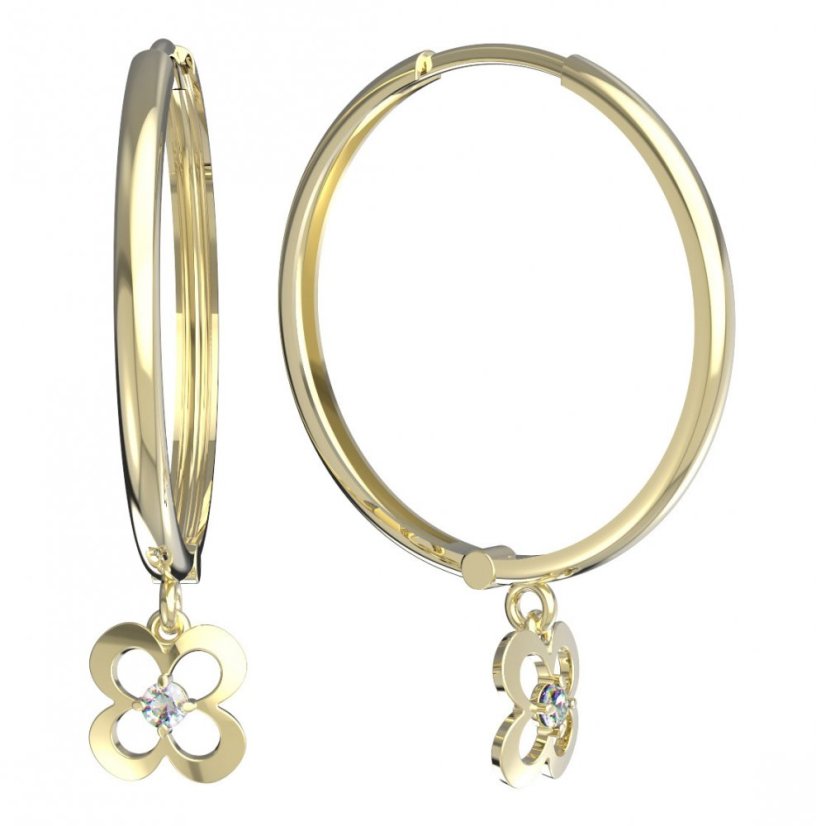 BG zlaté náušnice čtyřlístek 829 Bílé zlato - 585 Diamant