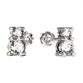 BG zlaté náušnice 746 Bílé zlato - 585 Bílý kubický zirkon