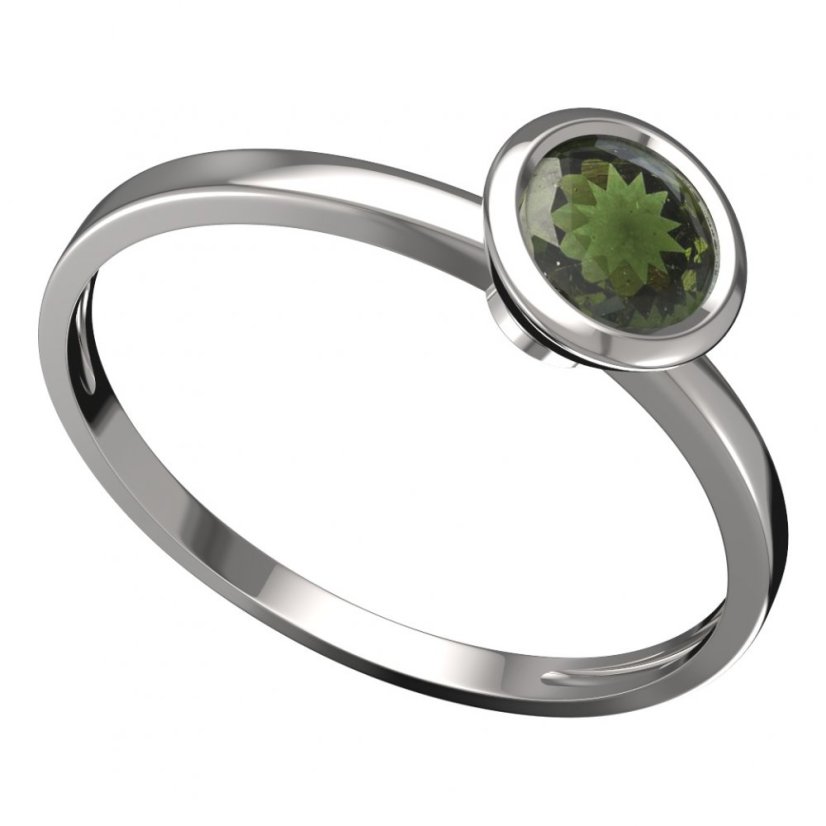 BG vltavínový prsten 557C Bílé zlato - 585 Vltavín