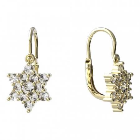 BeKid, Gold kids earrings -090 - Switching on: Circles 12 mm, Metal: White gold 585, Stone: Green cubic zircon