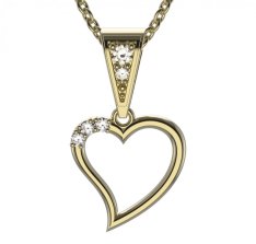 BG zlatý přívěšek srdíčko 1165 Žluté zlato - 585 Bílý kubický zirkon