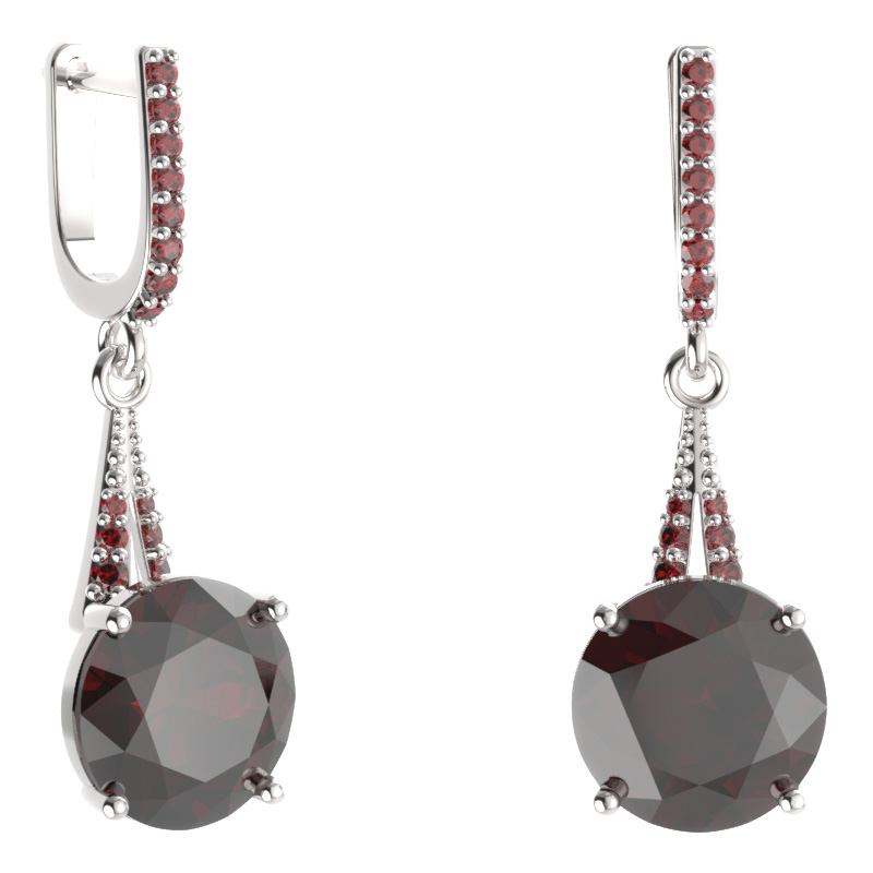 BG náušnice kruhového tvaru 475-G91 Stříbro 925 - rhodium Granát