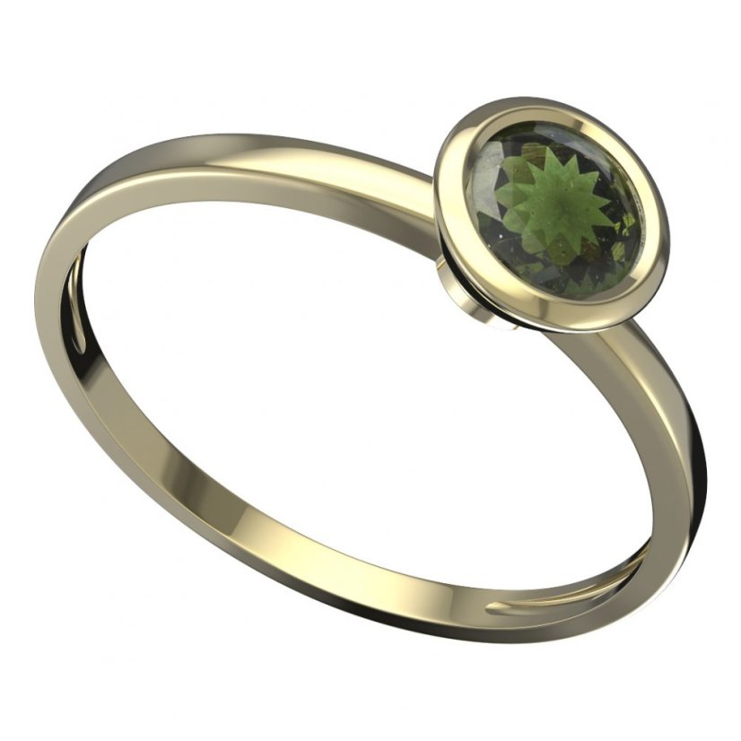 BG vltavínový prsten 557C Žluté zlato - 585 Vltavín