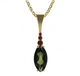BG přívěs s centrálním oválným kamenem 481-B Stříbro 925 - rhodium Granát