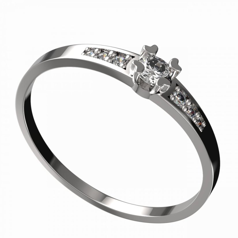 BG zlatý diamantový prstýnek 883 J Bílé zlato - 585 Diamant lab-grown