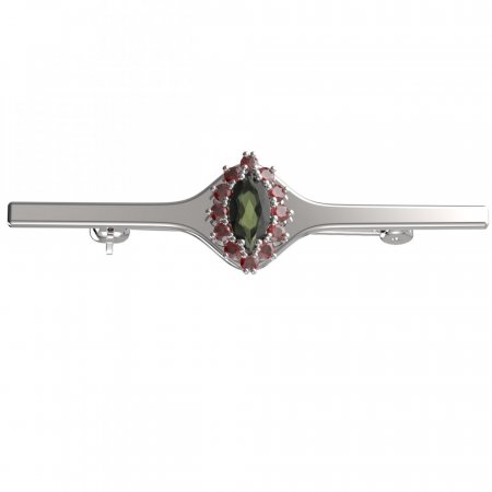 BG brooch 504I - Metal: Silver 925 - rhodium, Stone: Garnet