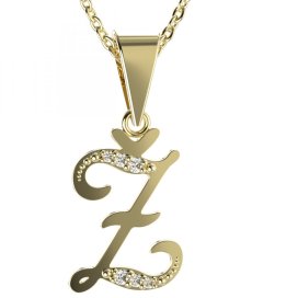 BG zlatý přívěsek písmenko Ž - 1235 Žluté zlato - 585 Bílý kubický zirkon