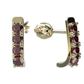 BG náušnice s českým granátem  96 Žluté zlato - 585 Granát