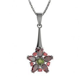 BG přívěs ve tvaru hvězdy 521-C Stříbro 925 - ruthenium (30-90dní) Vltavín a granát