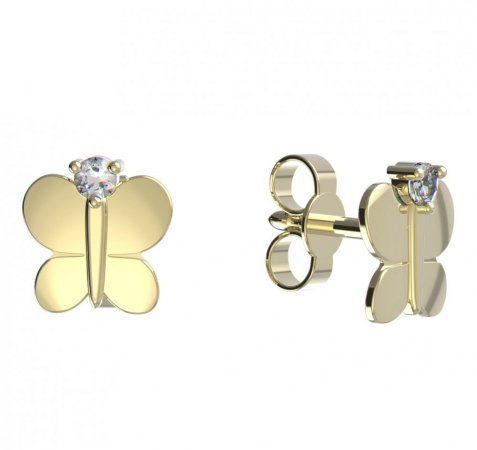 BeKid, Gold kids earrings -1280 - Switching on: Brizura 0-3 roky, Metal: Yellow gold 585, Stone: White cubic zircon