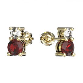 BG zlaté náušnice 746 Bílé zlato - 585 Červený kubický zirkon
