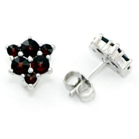 BG náušnice vsazený český granát  271 Bílé zlato - 585 Granát