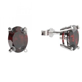 BG náušnice český přírodní granát  712 Stříbro 925 - rhodium Granát