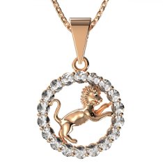 BG zlatý diamantový přívěšek Lev 044 Růžové zlato 585 (30-90dní) Diamant lab-grown