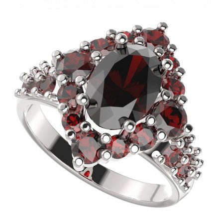 BG prsten oválný 466-X - Kov: Pozlacené stříbro 925, Kámen: Vltavín a  kubický zirkon