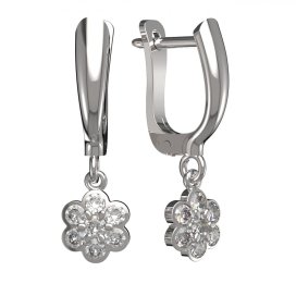 BG zlaté náušnice 866 Bílé zlato - 585 Bílý kubický zirkon