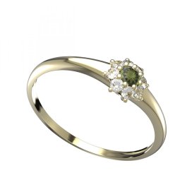 BG vltavínový prsten 886I Žluté zlato - 585 Vltavín a diamant
