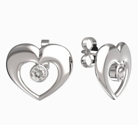 BeKid dětské náušnice srdíčko 610 Bílé zlato - 585 Diamant