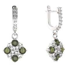 BG  náušnice 317 Stříbro 925 - rhodium Vltavín a  kubický zirkon