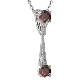 Zlatý přívěsek s českým granátem a diamantem, bílé zlato 585 – 985 (ZGD449850)