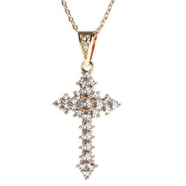 BG zlatý diamantový přívěšek křížek 264 Růžové zlato 585 (30-90dní) Diamant lab-grown