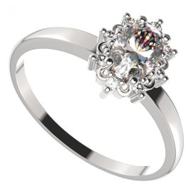 BG zlatý diamantový prsten oválný 953-I Bílé zlato - 585 Diamant lab-grown