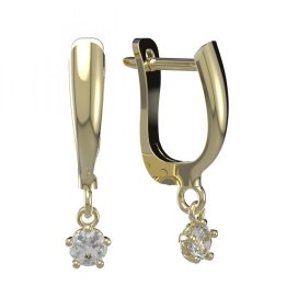 BG zlaté náušnice 873 Bílé zlato - 585 Bílý kubický zirkon