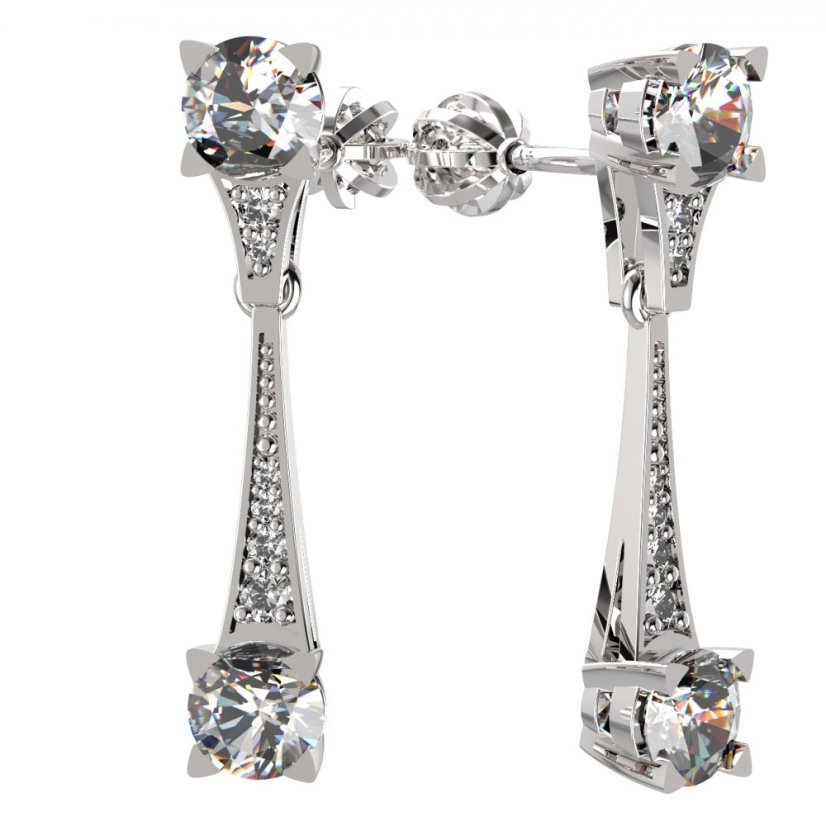 BG zlaté náušnice 985 Bílé zlato - 585 Bílý kubický zirkon