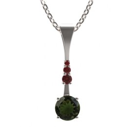 BG přívěs kruhového tvaru 474-B Stříbro 925 - rhodium Vltavín a granát
