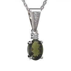 BG přívěs vsazen vltavín  622 Bílé zlato - 585 Vltavín a diamant