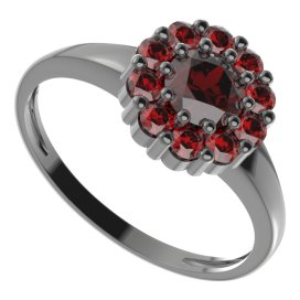 BG prsten kulatý 628-I Stříbro 925 - ruthenium (30-90dní) Granát