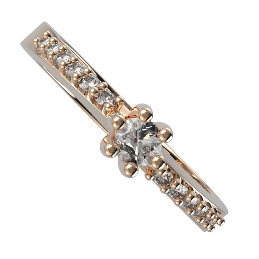 BG zlatý diamantový prstýnek 766 Růžové zlato 585 (30-90dní) Diamant lab-grown