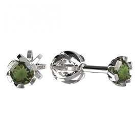 BG vltavínové náušnice 869 Bílé zlato - 585 Vltavín