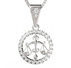 BG zlatý diamantový přívěšek Váhy 052 Bílé zlato - 585 Diamant lab-grown