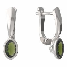 BG vltavínové náušnice 559 Bílé zlato - 585 Vltavín