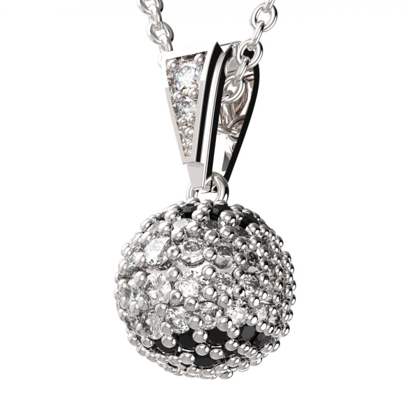 BG zlatý přívěšek - Tenisák 798 Bílé zlato - 585 Bílý a černý diamant